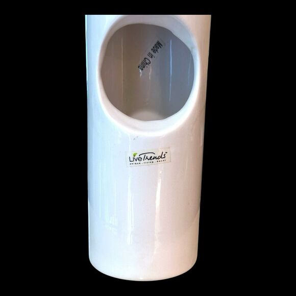 Japanese Inspired White Ceramic Ikebana Vase by Live Trends – 9" Cylinder Shape - Picture 8 of 10